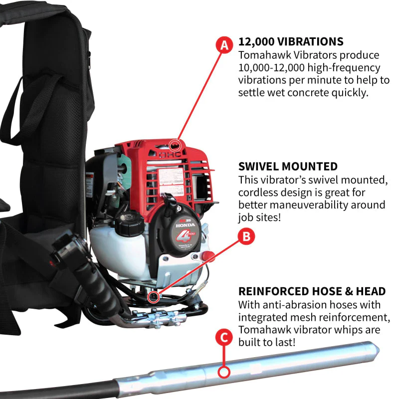 2HP Honda Concrete Vibrator with Flex Shaft Cable Whip Backpack - Image 4