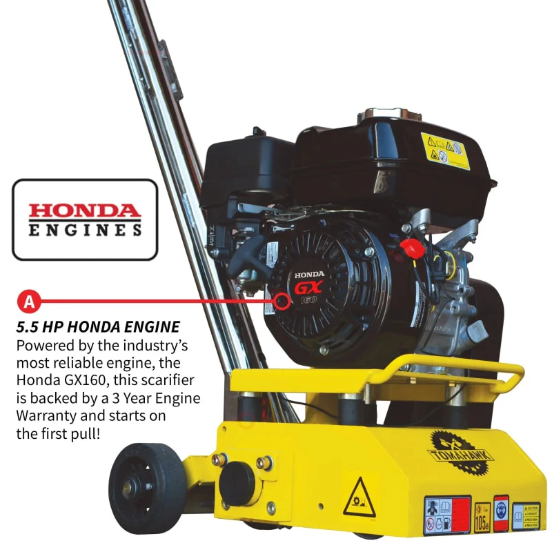 8" Gas Concrete Scarifier Planer Grinder with 5.5 HP Honda Engine & Drum - Image 5