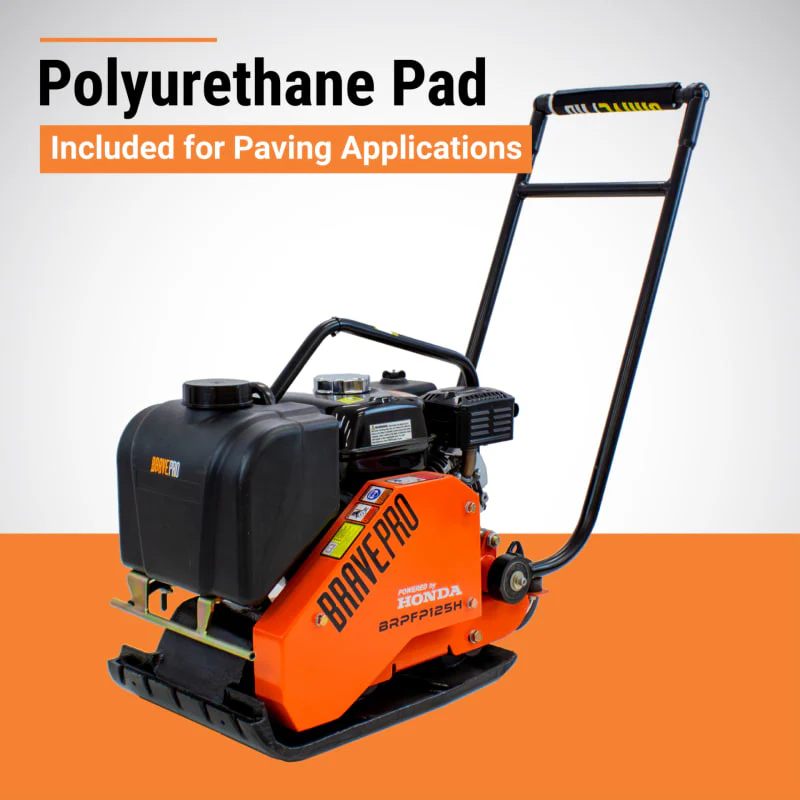 BravePro Forward Plate Compactor | 14 In. | Rubber Mat, Tank, and Wheel Kit | Honda GX160 - Image 3