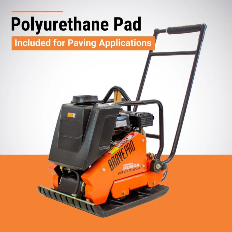 BravePro Forward Plate Compactor | 20 In. | Rubber Mat, Tank, and Wheel Kit | Honda GX160 - Image 3