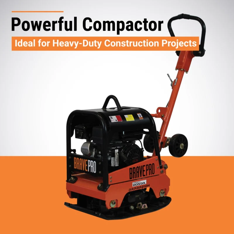BravePro Reversible Plate Compactor | 15 In. | Wheel Kit | Honda GX160 - Image 3