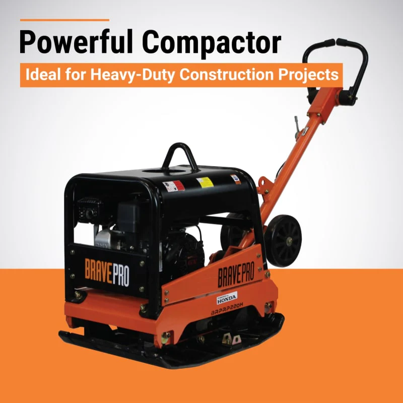 BravePro Reversible Plate Compactor | 20 In. | Wheel Kit | Honda GX200 - Image 3
