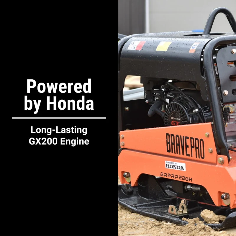 BravePro Reversible Plate Compactor | 20 In. | Wheel Kit | Honda GX200 - Image 4