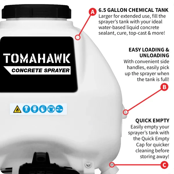 6.5 Gallon Backpack Concrete Sprayer .5 GPM Gas Finishing Tool for Cement Sealant Curing Stain - Image 3