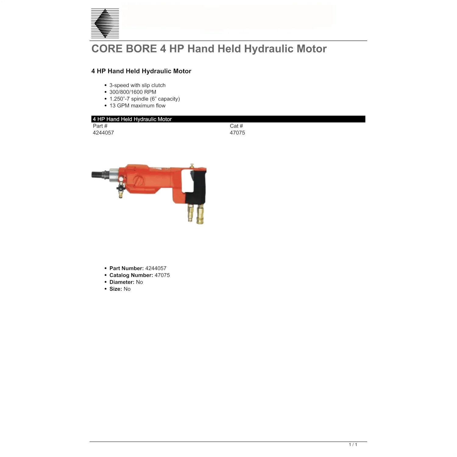 Core Bore Drill 6" - Hydraulic 13 GPM Max - Hand-Held - Image 4