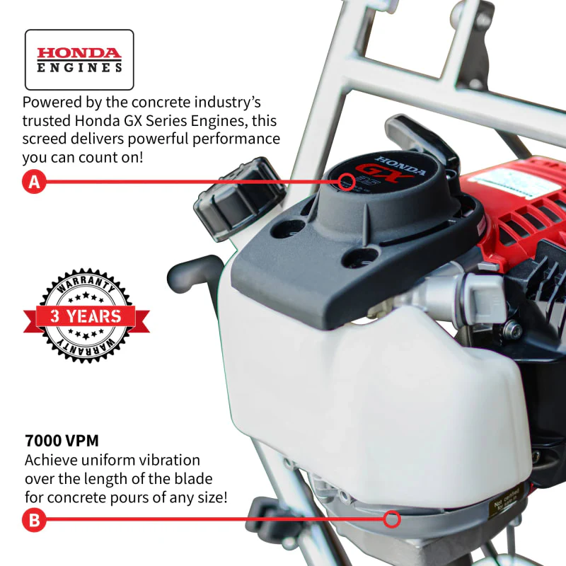 Honda Concrete Finishing Bundle with Magnesium Screed Blade Float and Honda Vibrator with 10" Whip W/ Free Vibration Impact Ironclad Gloves - Image 9