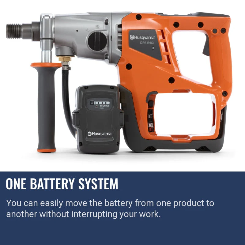Husqvarna DM 540i Battery Core Drill Motor Kit with 2 BLi300 Batteries & QC500 Charger | Handheld Core Drill - Image 3
