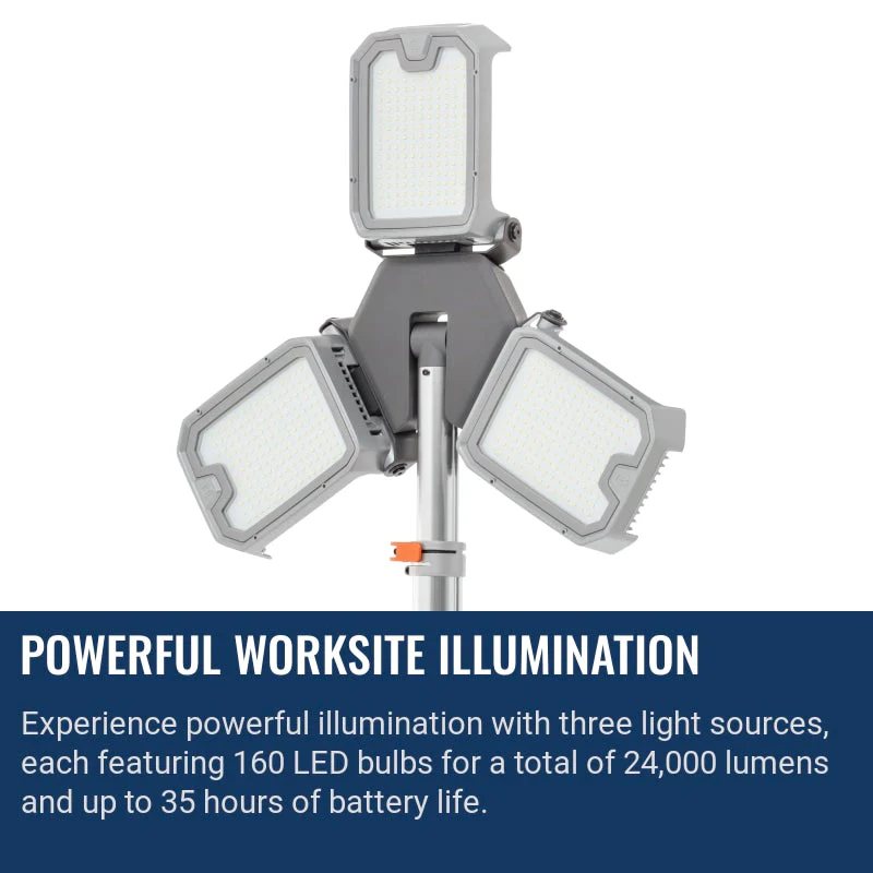 Husqvarna WL 24 PACE Work Light Kit — Battery or AC Powered LED Tower Light with Carrying Bag - Image 2