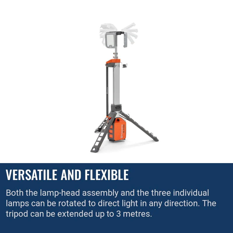 Husqvarna WL 24 PACE Work Light Kit — Battery or AC Powered LED Tower Light with Carrying Bag - Image 3