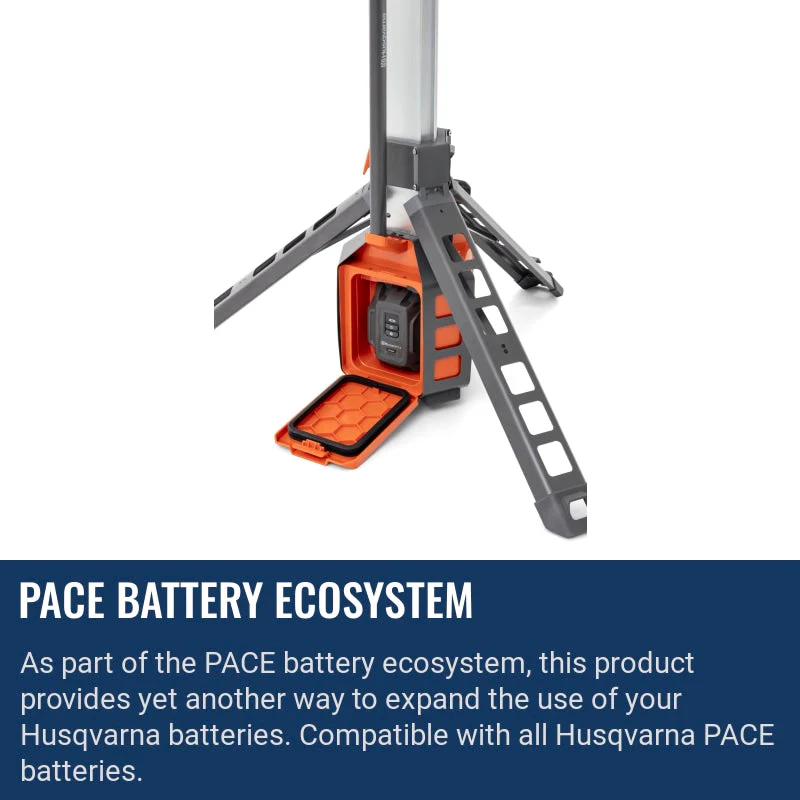 Husqvarna WL 24 PACE Work Light Kit — Battery or AC Powered LED Tower Light with Carrying Bag - Image 6