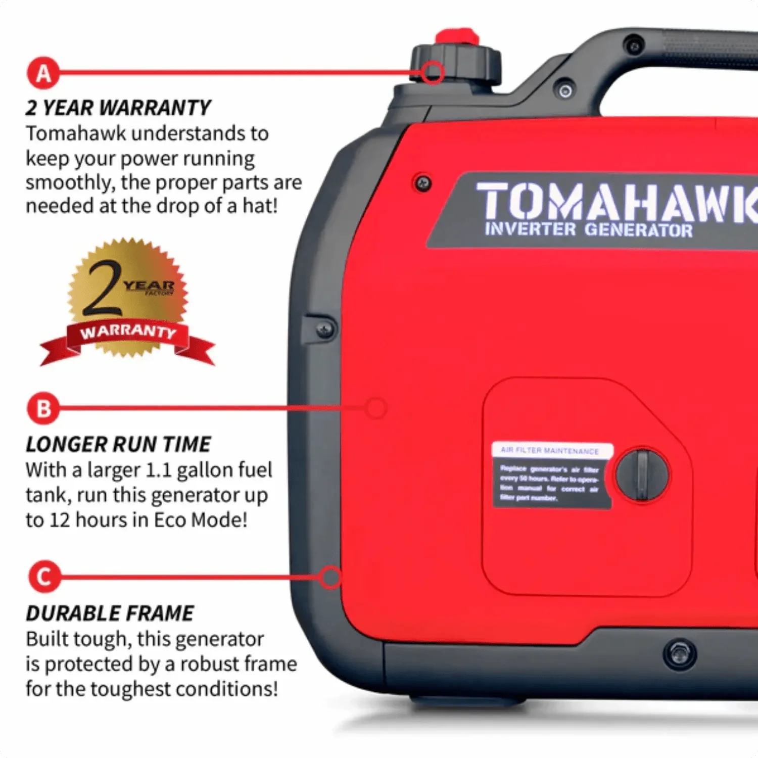 2000 Watt Inverter Generator Super Quiet Portable Gas Power Professional Use - Image 5