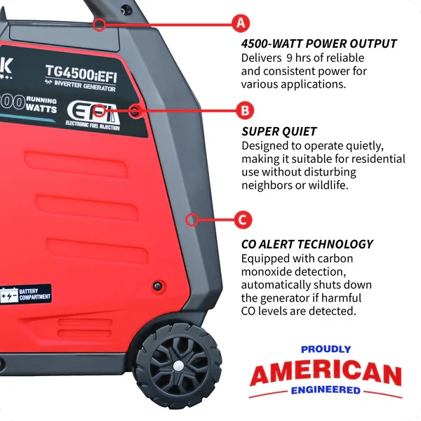 4500 Watt Inverter Generator Electronic Fuel Injection EFI Super Quiet Portable Gas Power Professional Use - Image 5
