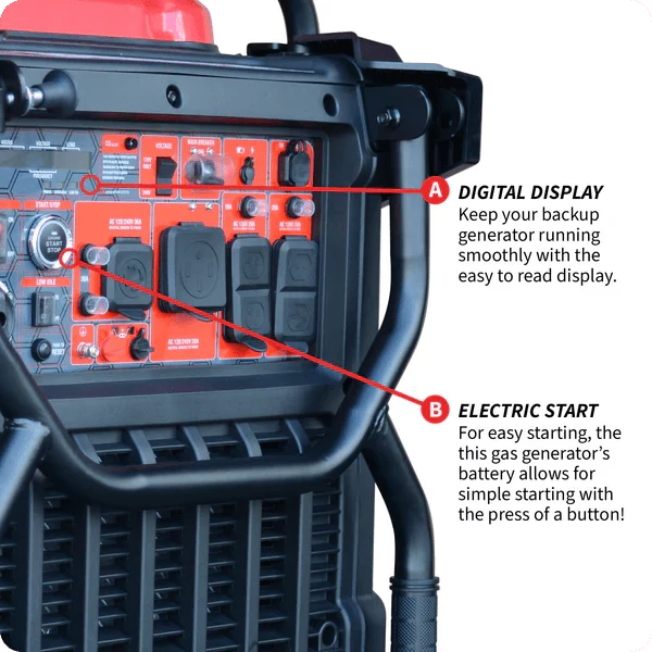 Inverter Generator – 10,000 Watt, Gas Powered, Electric Start, Super Quiet & Portable - Image 6