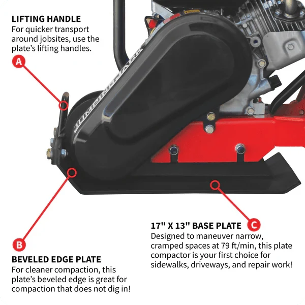 Plate Compactor – 5.5HP Honda, Vibratory Soil Tamper, 3-Year Warranty W/ Free Vibration Impact Ironclad Gloves - Image 11