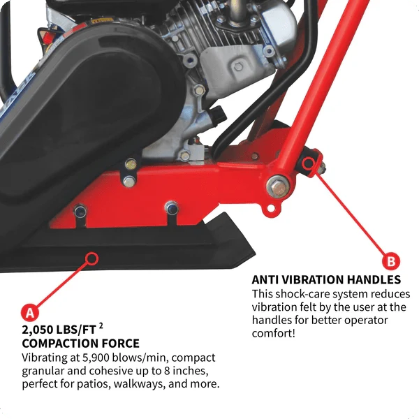 Plate Compactor – 5.5HP Honda, Vibratory Soil Tamper, 3-Year Warranty W/ Free Vibration Impact Ironclad Gloves - Image 9