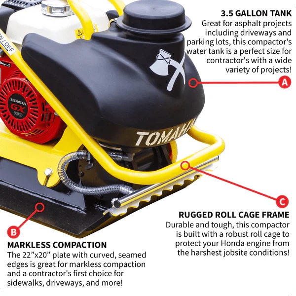 5.5 HP Honda Vibratory Plate Compactor for Asphalt Aggregate Soil Compaction W/ Free Vibration Impact Ironclad Gloves - Image 9