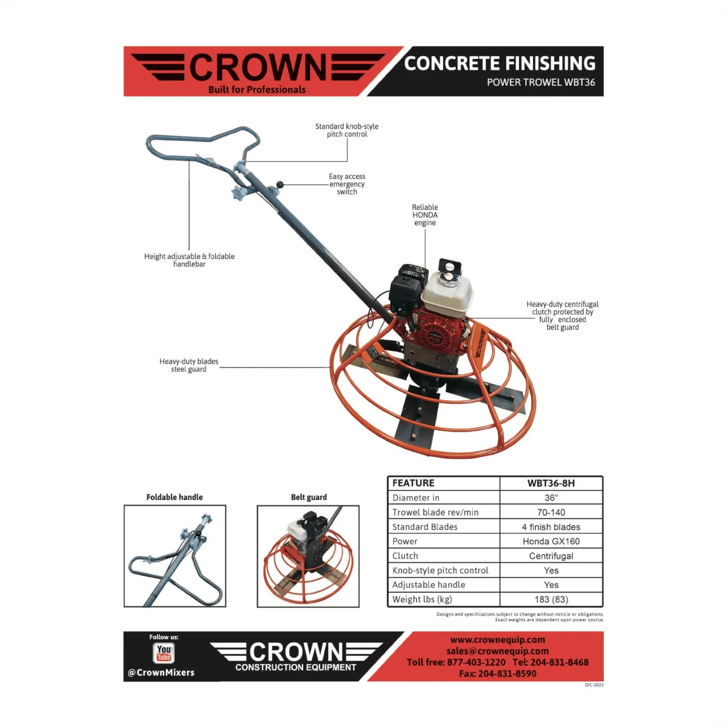 Crown Equipment Power Trowel - 36" Walk Behind - Honda - Image 3