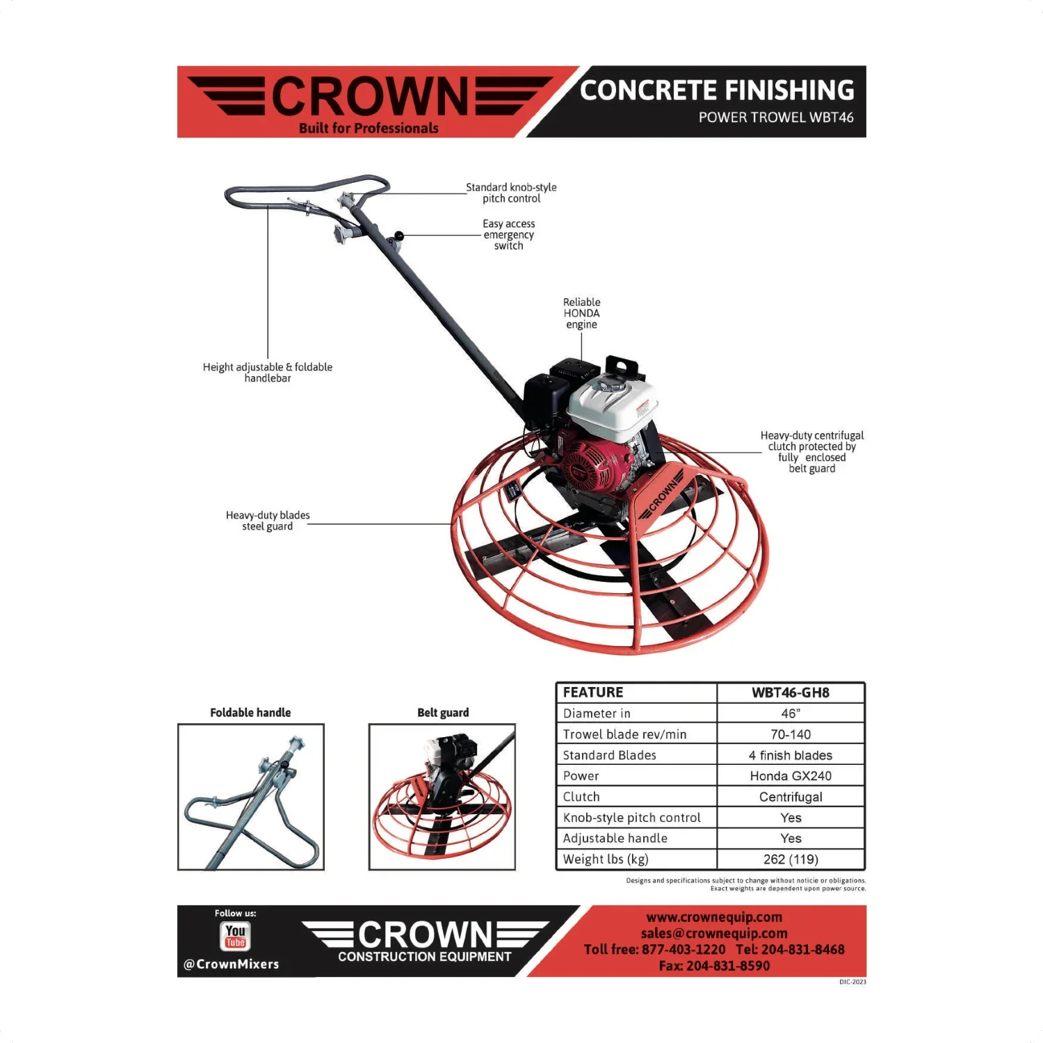 Crown Equipment Power Trowel - 46" Walk Behind - Honda - Image 3