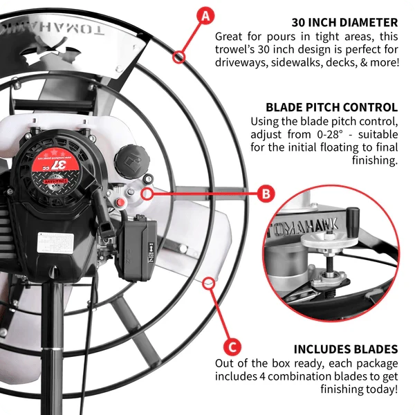 Power Trowel - 30" - Tomahawk Power 2.47Hp - 70 Rpm - Image 5