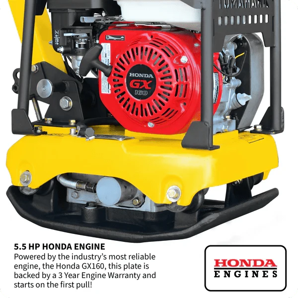 Reversible Plate Compactor - Honda GX160 - 5.5 HP - 3,500 lbs/ft_ W/ Free Vibration Impact Ironclad Gloves - Image 6