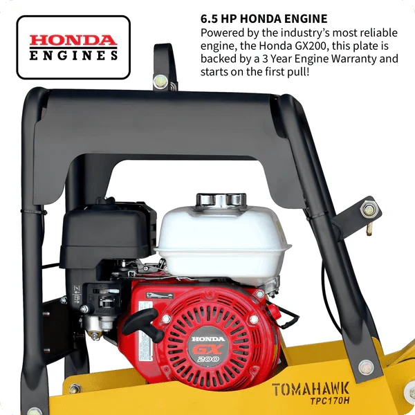 Reversible Plate Compactor - Honda GX200 - 6.5 HP - 7,000 lbs/ft_ W/ Free Vibration Impact Ironclad Gloves - Image 6