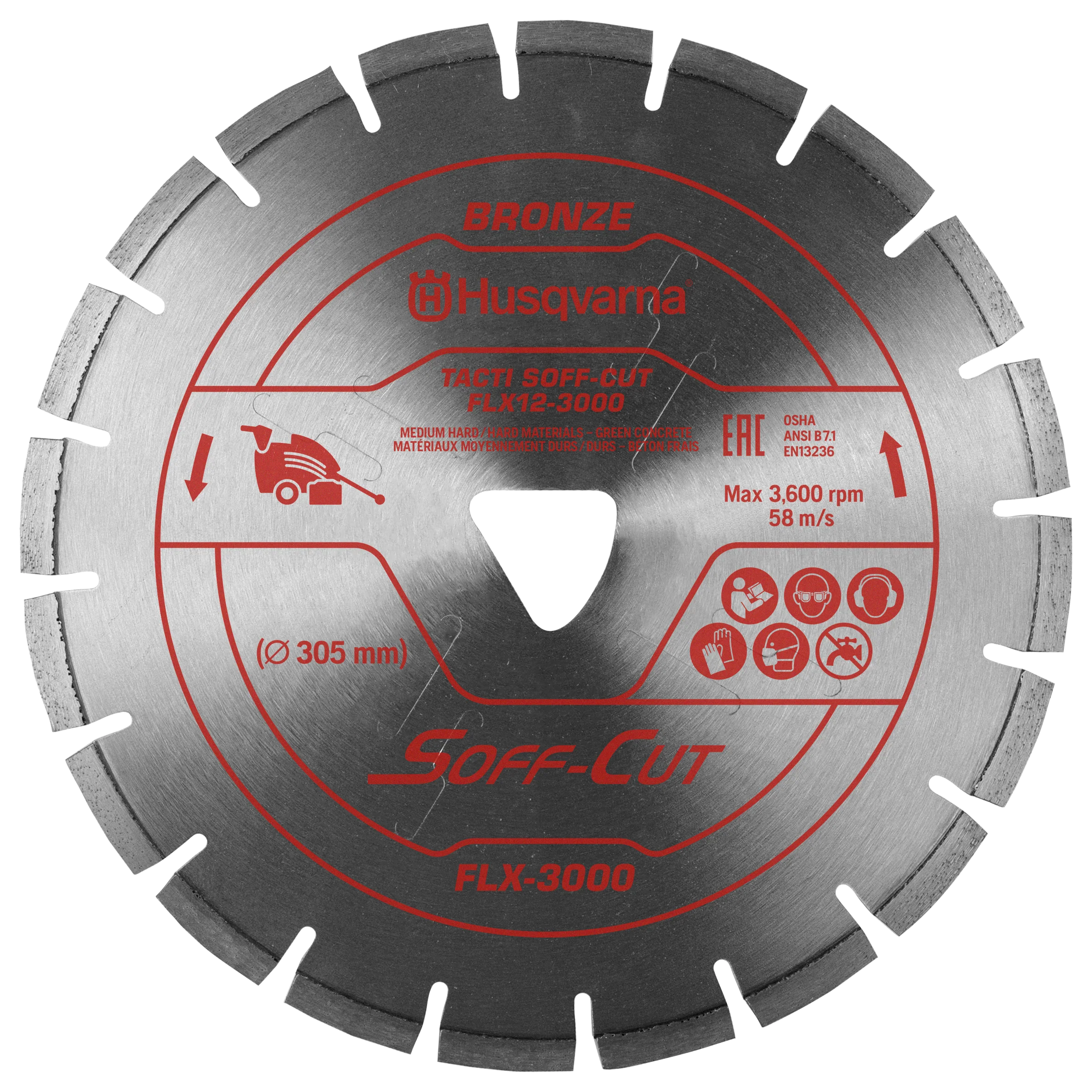 Soft Cut Concrete Saw Blades - Husqvarna Flx 3000 Series Red