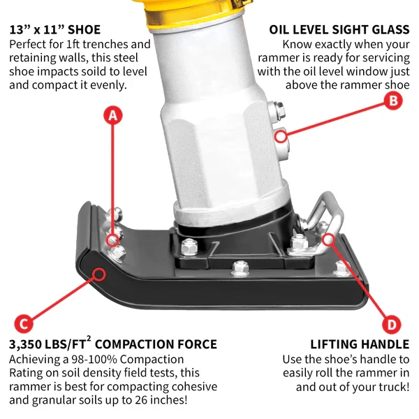 3 HP Honda Vibratory Rammer Tamper with Honda GX100 Engine 3350 lbs/ft W/ Free Vibration Impact Ironclad Gloves - Image 10