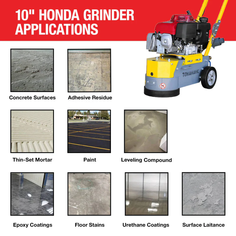10" Honda Concrete Floor Grinder 10HP GXV390 Motor for Smoothing, Floor Prep, Coatings - Image 3
