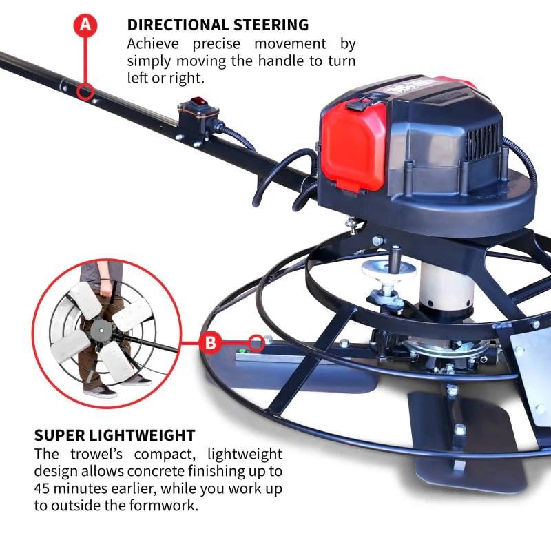 30" Battery-Powered Portable Power Trowel with 18ft Bull Float Handle - Image 9