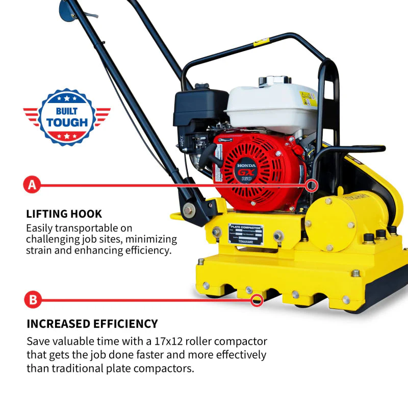 5.5 HP Honda Paver Roller Compactor 17x12 for Pavers, Bricks, Stone, Sand Compaction W/ Free Vibration Impact Ironclad Gloves - Image 7