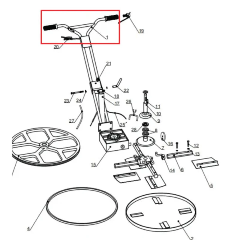 Handle Assembly Spare Part for JXPT24K 24" Power Trowel Kohler Edger