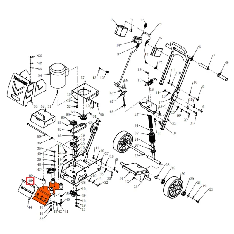 Lower Clamp Plate 1510-04000-3 (P014) Spare Part for TSCP8 8" Electric Floor Scraper - Image 2