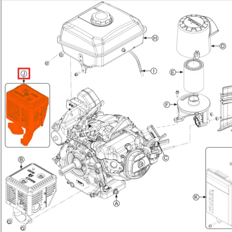 Muffler Spare Part for Kohler CH260 4-Stroke Engine - Image 2