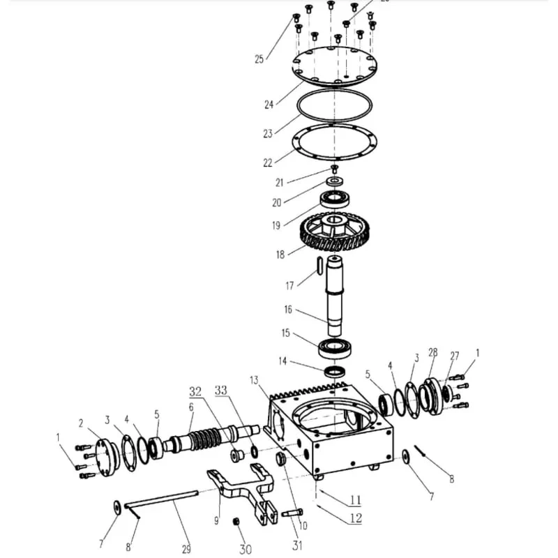 Right Gearbox Assembly Spare Part for TRT46V 8ft Ride-On Power Trowel