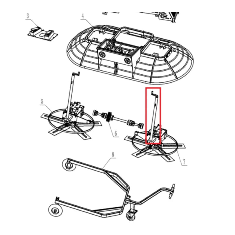 Right Handle Assembly Spare Part for TRT46V 8ft Ride-On Power Trowel - Image 2