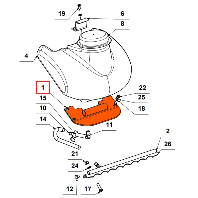 Water Tank Base (P018) Spare Part for TPC90H 5.5HP Honda Compactor - Image 2