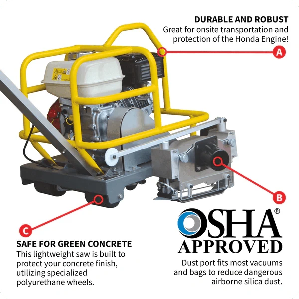 Soft Cut Concrete Saw – 6" Blade, 1 3/16" Depth, 3.5HP Engine - Image 5